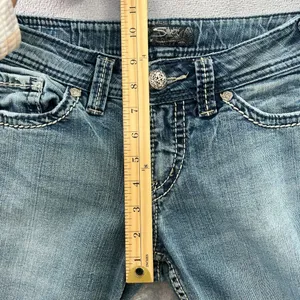 Silver Jeans Suki Surplus‎ Bootcut Women 26x32 Blue Denim Mid Rise Medium Wash thumbnail 7