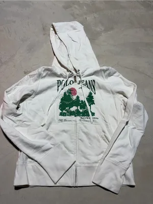 Polo Jeans vintage Ralph Lauren White Zip Hoodie tree graphic XL thumbnail 1