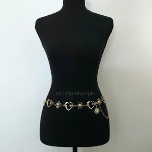 Celestial Gold Sun Heart Crescent Moon Chain Belt, Fits 20–39.5 Inches, X7GA1158 thumbnail 4
