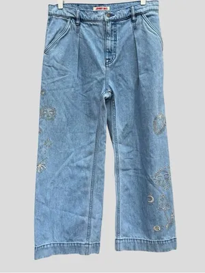 Johnny Was Noah Pleated High Rise Embroidered Trouser Jean thumbnail 2