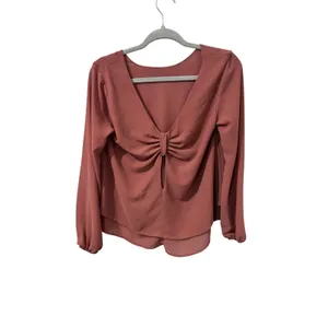 Rust Pink Long-Sleeve Blouse with Open Back Detail By Miami‎ S thumbnail 2