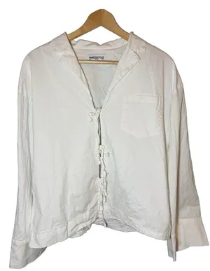 Princess Polly white button-up shirt with tie front and collar thumbnail 1