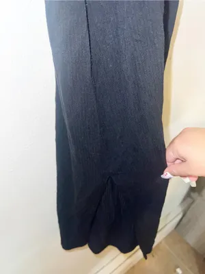 Abercrombie & Fitch Black Ribbed Sleeveless Maxi Dress with Double Slit thumbnail 3