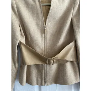 Penta Belted Zip Front Wool Jacket Womens Size 4 Tan Camel Professional Blazer thumbnail 4