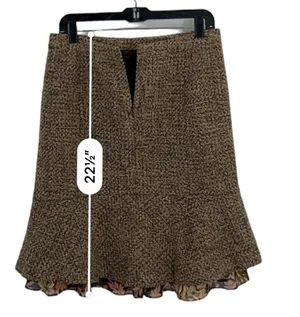 Ann Taylor Loft Women Tweed Texture Flounce Skirt Brown Floral Hem Accent Size 8 Wool Blend thumbnail 10
