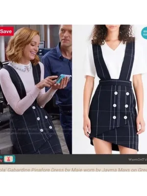 NWT Maje Jola Checked Pinafore Plaid Dress 36 Marine S Overalls Tartan Button thumbnail 15