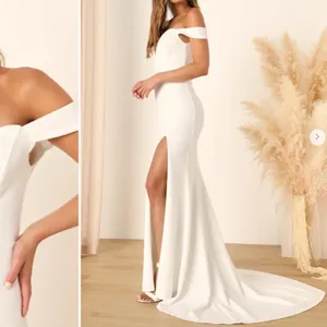 LULU's Bridal Wedding Chic Modern Sexy Off the Shoulder Minimalist Mermaid Gown thumbnail 4
