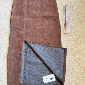 Retro brown Corduroy Slit Skirt Female Mid-length High Waist‎ Elegant Skirt xxs thumbnail 5