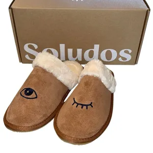 Soludos Cozy‎ Wink Slippers Suede Faux Fur Tan NIB Size 7 thumbnail 2