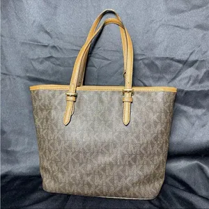 Michael Kors Jet Set Medium Monogram Pocket ToteBag Brown Coated Canvas thumbnail 7