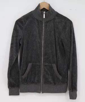 Michael Kors Track Jacket Womens XS Velour Full Zip Charcoal Grey Excellent thumbnail 1