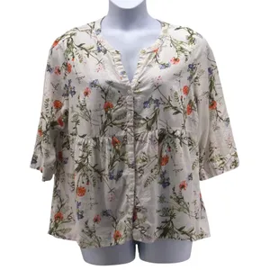 Jones‎ And Co Linen Popover Top Cream 1X thumbnail 1