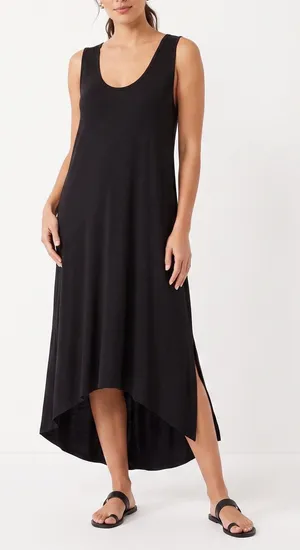 Attention Plus Dress Women 2X Maxi Black High-Low Sleeveless Stretch Excellent thumbnail 1