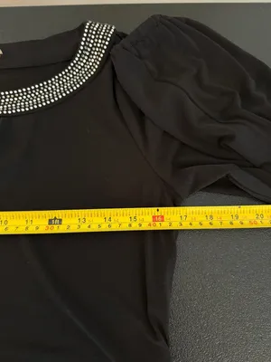 Calvin Klein‎ Black Long Sleeve Dress with Rhinestone Collar and Keyhole Detail thumbnail 6