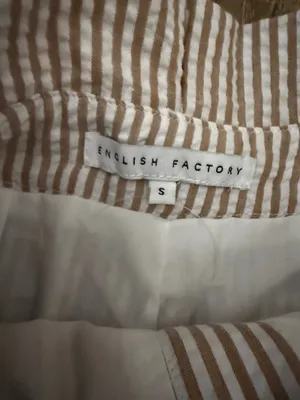 English Factory Tan & White Stripe Wide Leg Pants thumbnail 2