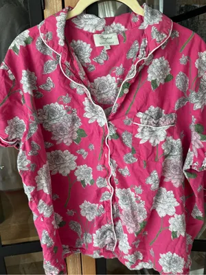 Crafted by mahogany dahlia pajamas set shorts sleeve shirt button down cotton thumbnail 5
