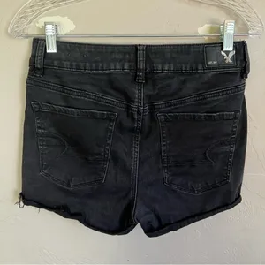 AEO Faded Black Super Super‎ Stretch Hi Rise Shortie Denim Jeans thumbnail 4