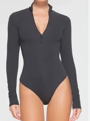 SKIMS FITS EVERYBODY Zip Front Bodysuit ONYX NEW XL thumbnail 1