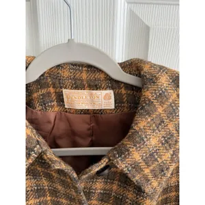 Vintage Pendleton Plaid Wool Jacket Green Brown Yellow Button Women's 12 thumbnail 2