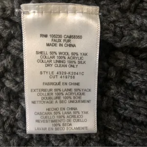 Joie Jamilee Gray Yak Wool Knit Faux Fur Collar Women’s Cárdigan Sweater Small thumbnail 12