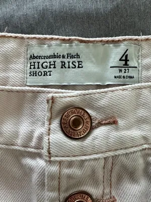 Abercrombie & Fitch Womens Sz 4 27W Distressed High-Rise Button-Fly Denim Shorts thumbnail 3