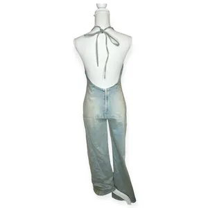 ZARA NWT Denim Jumpsuit. Super Cute And Flattering. Small “ B “ Crystal Do You Represent Barbie But Easily Can Be Taken Off And Not Noticeable thumbnail 3