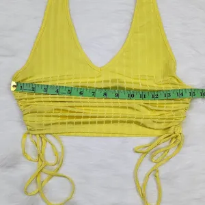 Love J -365 halter neck crop too ruched sides‎ yellow size Large Y2k thumbnail 4