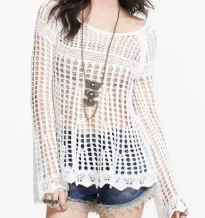 Free People Annabelle Crochet Knit Sweater thumbnail 1