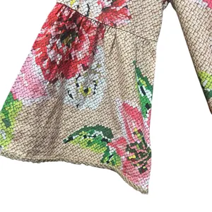 Farm Rio Floral Ruffle Beaded Tassels Belt‎ Slip-On Dress Size XS thumbnail 9