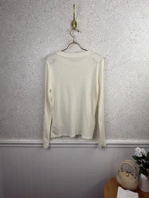 Pilcro from Anthropologie Cream Sheer Lightweight Layering Top - Size - Large thumbnail 5