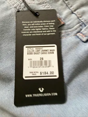 True Religion Bobby Baggy Cargo Jeans Size 26 Ultra Light Wash NWT thumbnail 6