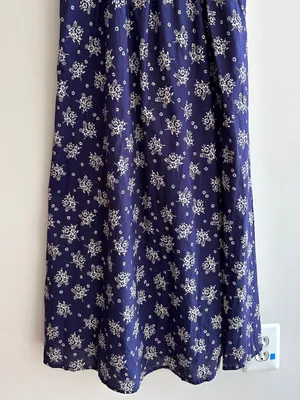 Patrons of Peace Floral Ribbon Tie Smocked Back Midi Dress, Blue, Size Small thumbnail 4
