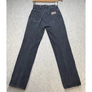 Wrangler Vintage High Waisted Black Straight Leg Jeans Made in USA Sz 8 Western thumbnail 2