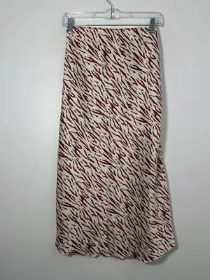 Abercrombie & Fitch Animal Print Zeba Satin Midi Skirt Women’s XS Cream Brown thumbnail 4