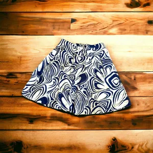 CAbi Womens Skirt Sz 0 Lombard Blue‎ White Geo Swirl Pockets A-Line thumbnail 4