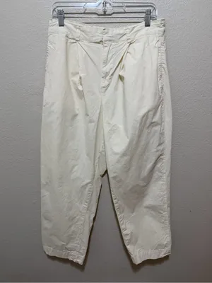 Free People Luca Barrel Leg Pants Cream Cotton Poplin Size 12 thumbnail 2