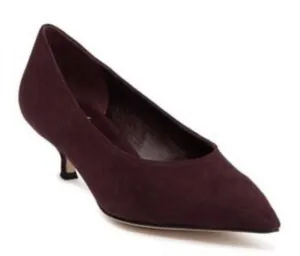 Kate Spade‎ Burgundy Russet Red Suede Kitten Heels Size 7.5 Modern Pointy Toed thumbnail 1