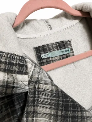 maurices Plaid Double Breasted Hooded Pea Coat Jacket Women's Size L thumbnail 6
