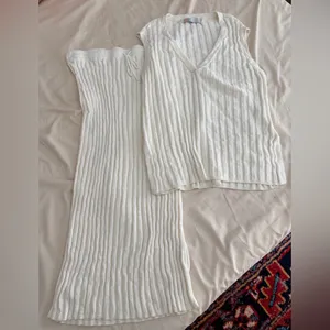 Free people white Veda knit vest skirt set small thumbnail 2