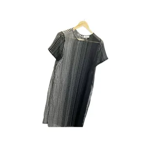 Calvin Klein Women's Black Striped Maxi Caftan Cover-Up Dress‎ Sheer M thumbnail 2