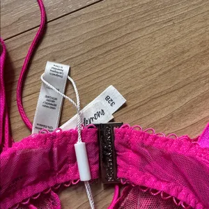 For Love And Lemons Hot Pink Lace Bralette thumbnail 4