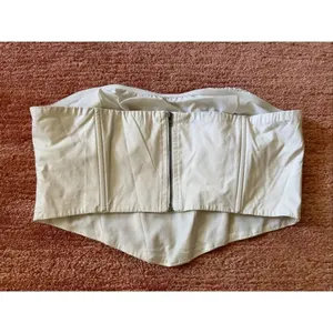 Cotton Candy LA Faux Leather Corset Top Strapless Ivory Cream Bustier M thumbnail 2