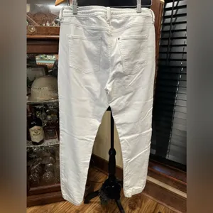 EUC H&M white distressed waist string skinny jeans thumbnail 4