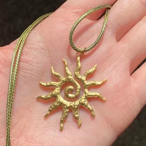 Handmade stainless steel sun boho retro vintage style necklace☀️ thumbnail 7