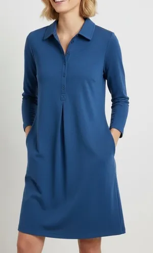 Duluth Trading Blue Performance Shirt Dress Collared Long Sleeve Pockets Size S thumbnail 1