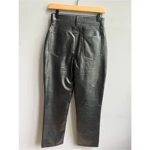 Abercrombie & Fitch NWT Vegan Leather 90s Straight Pant Ultra High Rise Black 27 thumbnail 10
