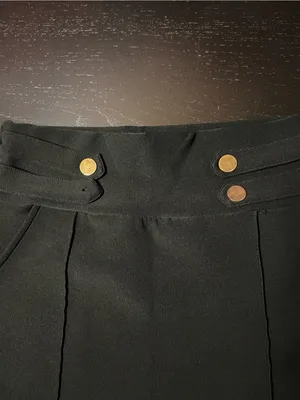 Harper Black Pencil Skirt with Gold Buttons thumbnail 2