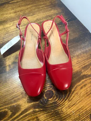 Time And Tru Red Sling Back Flats Size 7 thumbnail 3