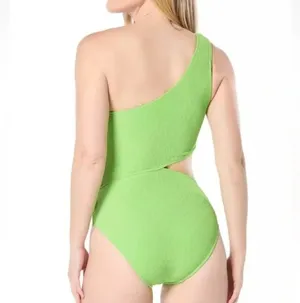 Michael Kors One Piece Swimsuit One Shoulder Cut Out Ribbed Green Size 8 NEW NWT thumbnail 4