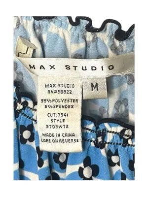 Max Studio ✿ Daisy Print Smocked Ruffled Babydoll Peasant Top ✿ Baby Blue ✿ M thumbnail 7